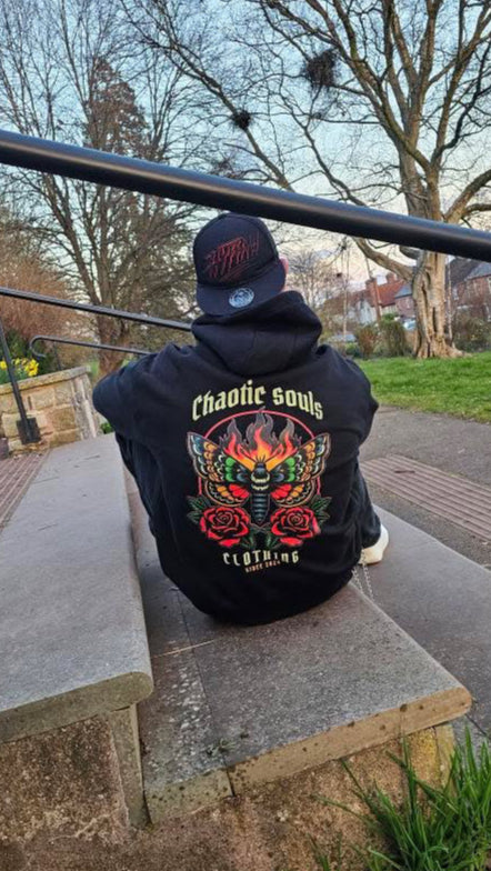 Chaotic Souls colourful death moth hoodie