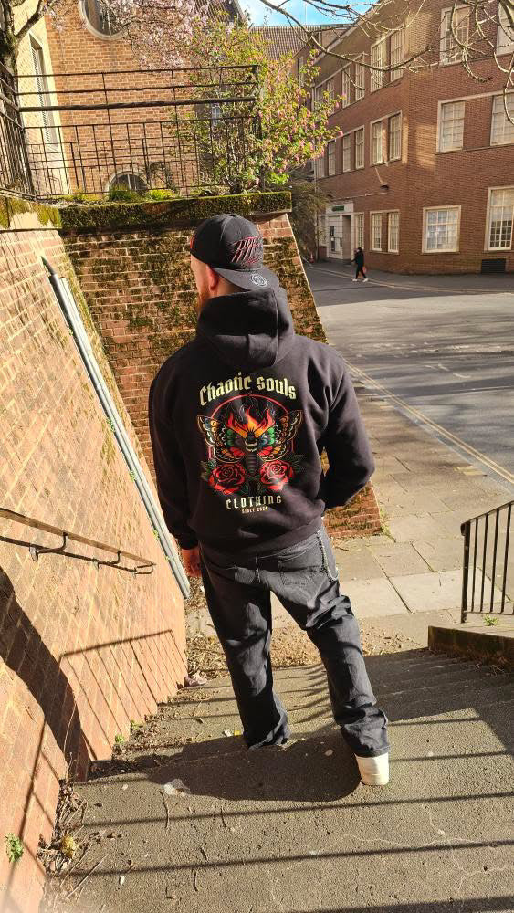 Chaotic Souls colourful death moth hoodie