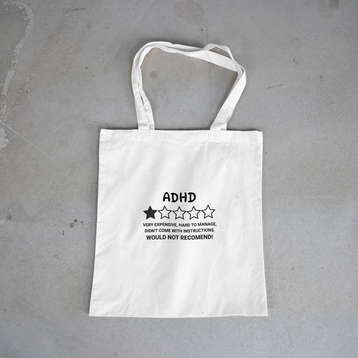 ADHD 5 star review Re useable tote bag