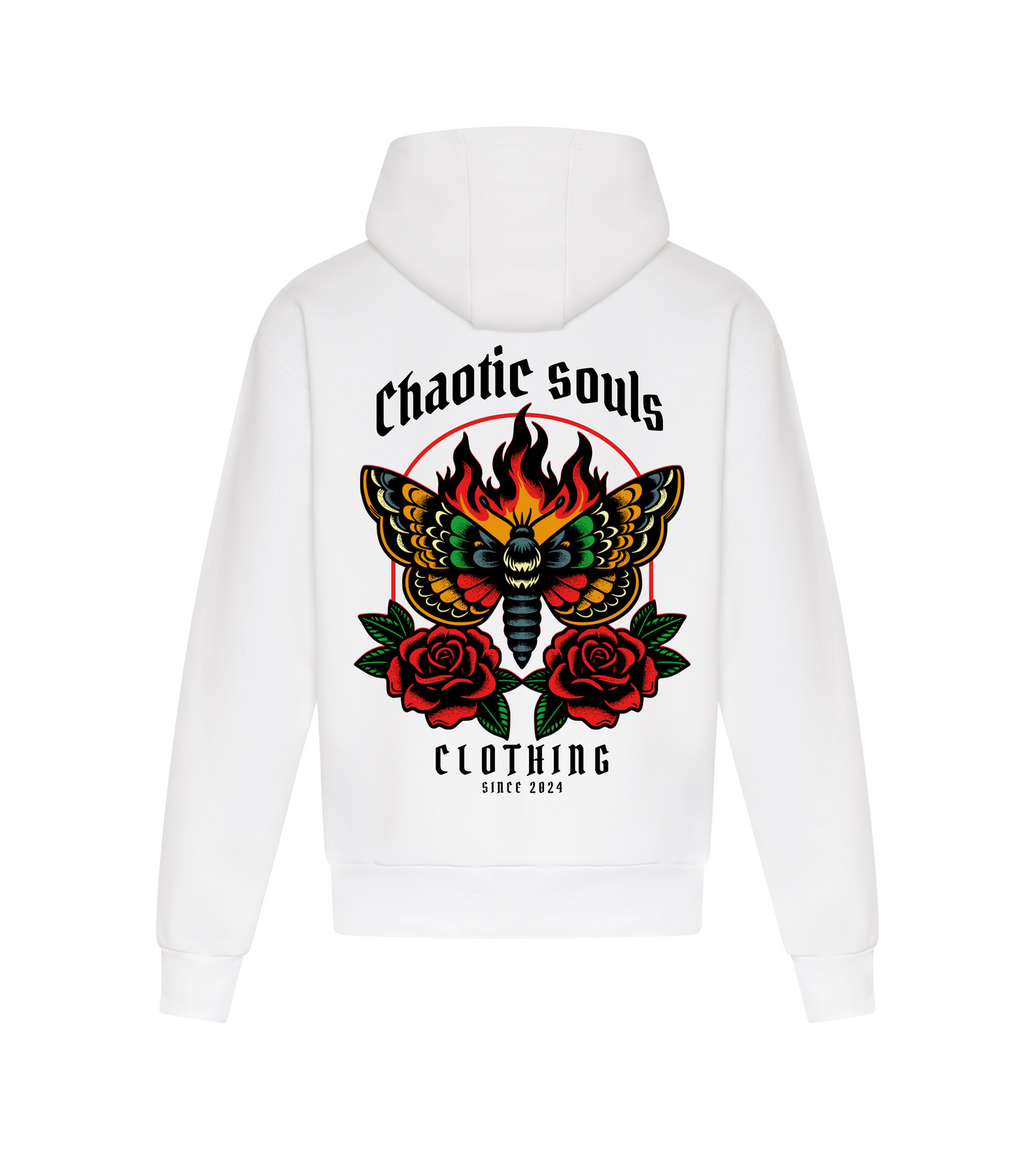 Chaotic Souls colourful death moth hoodie