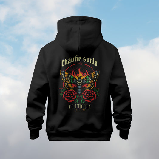 Chaotic Souls colourful death moth hoodie