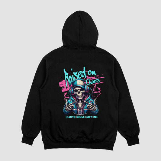 Raised on chaos kids hoodie